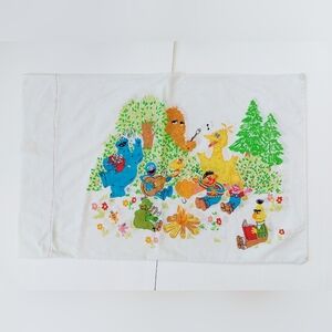 VTG Sesame Street Pillowcase Big Bird Burt Ernie Grover Cookie Monster Marlborou